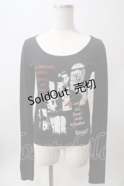 画像1: Deorart / プリントリブカットソー M 黒 Y-25-06-12-054-PU-TO-SZ-ZY
