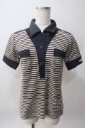 HYSTERIC GLAMOUR / パイルボーダーポロ  グレー Y-25-06-12-058-PU-TO-SZ-ZY