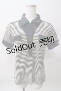 HYSTERIC GLAMOUR / パイルボーダーポロ  グレー Y-25-06-12-058-PU-TO-SZ-ZY