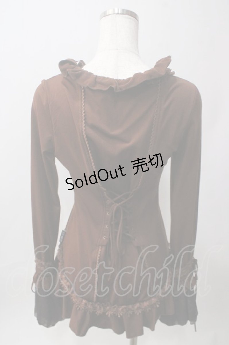 画像2: Ozz oneste / 和柄切替フリルトップス  ブラウン Y-25-06-12-067-OO-TO-SZ-ZT200 (2)