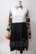 IRO+IRO / スカーフ柄和装袖のドッキングシャツワンピース M オレンジ Y-25-06-12-084-LO-OP-SZ-ZY