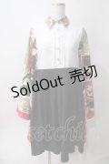IRO+IRO / スカーフ柄和装袖のドッキングシャツワンピース M オレンジ Y-25-06-12-084-LO-OP-SZ-ZY