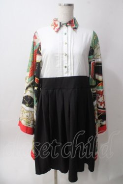 画像1: IRO+IRO / スカーフ柄和装袖のドッキングシャツワンピース M オレンジ Y-25-06-12-084-LO-OP-SZ-ZY