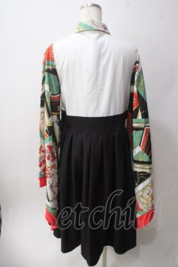 画像2: IRO+IRO / スカーフ柄和装袖のドッキングシャツワンピース M オレンジ Y-25-06-12-084-LO-OP-SZ-ZY
