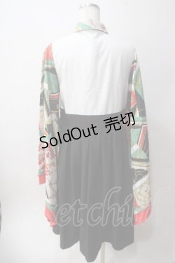 画像2: IRO+IRO / スカーフ柄和装袖のドッキングシャツワンピース M オレンジ Y-25-06-12-084-LO-OP-SZ-ZY