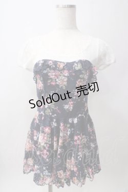 画像1: LIZ LISA / バラ柄レースミニワンピ 0 紺 Y-25-06-12-086-LO-OP-SZ-ZY