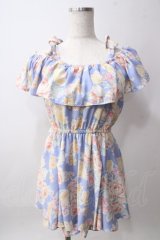 LIZ LISA / チューリップ柄ロンパース 0 ブルー Y-25-06-12-090-LO-OP-SZ-ZY