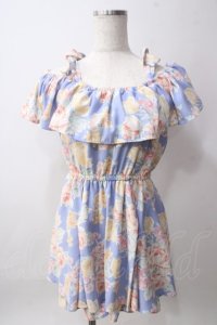 LIZ LISA / チューリップ柄ロンパース 0 ブルー Y-25-06-12-090-LO-OP-SZ-ZY