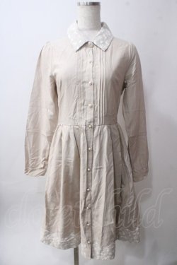 画像1: axes femme / チュールレース使いシャツワンピース M ベージュ Y-25-06-12-102-AX-OP-SZ-ZY