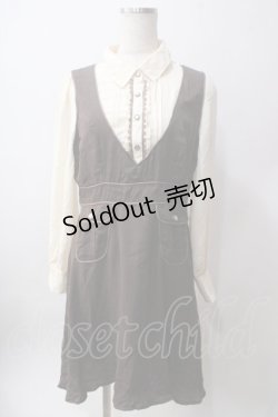 画像1: axes femme / ブラウス風ドッキングワンピース M 茶 Y-25-06-12-103-AX-OP-SZ-ZY