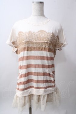 画像1: axes femme / レースptボーダーワンピース M 生成り Y-25-06-12-104-AX-OP-SZ-ZY