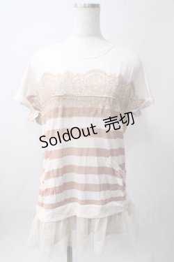 画像1: axes femme / レースptボーダーワンピース M 生成り Y-25-06-12-104-AX-OP-SZ-ZY