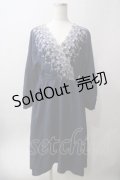 axes femme / 刺繍入りカシュクールワンピース M 紺 Y-25-06-12-106-AX-OP-SZ-ZY