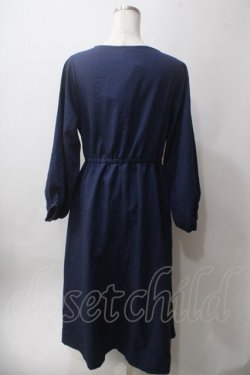 画像2: axes femme / 刺繍入りカシュクールワンピース M 紺 Y-25-06-12-106-AX-OP-SZ-ZY