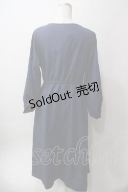 画像2: axes femme / 刺繍入りカシュクールワンピース M 紺 Y-25-06-12-106-AX-OP-SZ-ZY