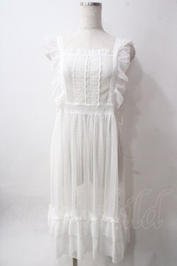 画像1: axes femme kawaii / ドットチュールエプロン  白 Y-25-06-12-107-AX-OP-SZ-ZY