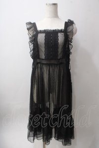 axes femme kawaii / ドットチュールエプロン  黒 Y-25-06-12-109-AX-OP-SZ-ZY