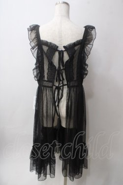画像2: axes femme kawaii / ドットチュールエプロン  黒 Y-25-06-12-109-AX-OP-SZ-ZY