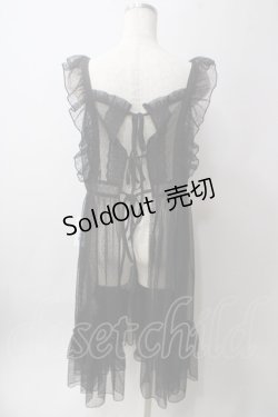 画像2: axes femme kawaii / ドットチュールエプロン  黒 Y-25-06-12-109-AX-OP-SZ-ZY