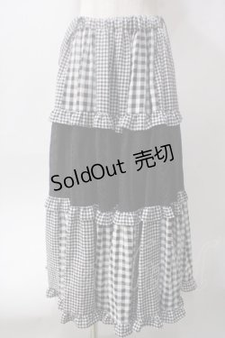 画像1: Candy Stripper / check tiered　frill jamper　スカート  黒 Y-25-06-12-122-PU-SK-SZ-ZY