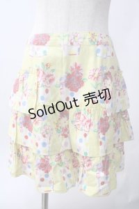 Emily Temple cute /カラフルフラワースカート  イエロー Y-25-06-12-126-ET-SK-SZ-ZY