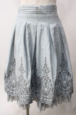 画像1: axes femme / 裾刺繍スカート M サックス Y-25-06-12-135-AX-SK-SZ-ZY