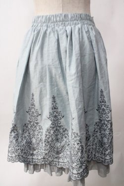 画像2: axes femme / 裾刺繍スカート M サックス Y-25-06-12-135-AX-SK-SZ-ZY