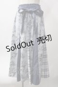 axes femme / 花柄×チェック柄切替スカート F サックス Y-25-06-12-142-AX-SK-SZ-ZY