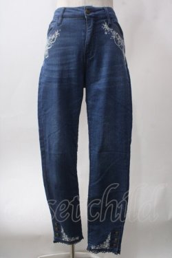 画像1: axes femme / 香水×バラ刺繍デニムパギンス M インディゴ Y-25-06-12-144-AX-PA-SZ-ZY