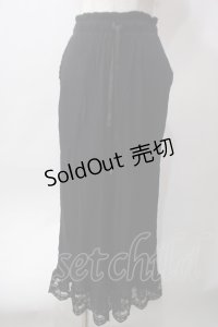 axes femme / 裾レース楊柳ワイドパンツ F 黒 Y-25-06-12-150-AX-PA-SZ-ZY