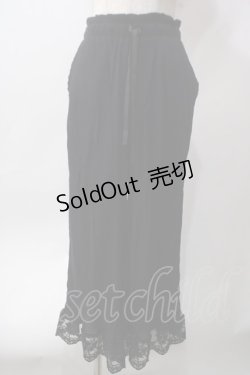 画像1: axes femme / 裾レース楊柳ワイドパンツ F 黒 Y-25-06-12-150-AX-PA-SZ-ZY