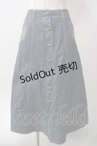 axes femme / 前釦刺繍入ミドルスカート M インディゴ Y-25-06-12-151-AX-SK-SZ-ZY