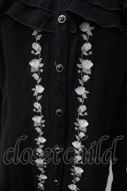 画像3: axes femme / フロントバラ刺繍フリルブラウス M 黒 Y-25-06-12-014-AX-BL-SZ-ZY