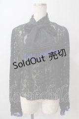 Moi-meme-Moitie / タイニーローズレースリボンブラウス  ブラック Y-25-06-12-016-MO-BL-SZ-ZY