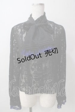 画像1: Moi-meme-Moitie / タイニーローズレースリボンブラウス  ブラック Y-25-06-12-016-MO-BL-SZ-ZY