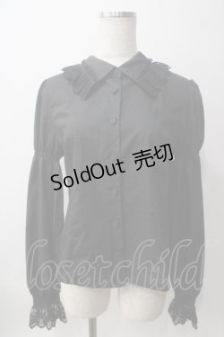 画像1: Moi-meme-Moitie / クロスアーチシャーリングスリーブブラウス 9号 黒 Y-25-06-12-017-MO-BL-SZ-ZY