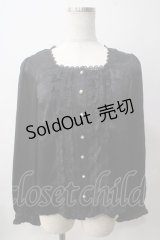 axes femme NOSTALGIE / スクエアネックフリルブラウス  黒 Y-25-06-12-020-AX-BL-SZ-ZI