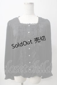 axes femme NOSTALGIE / スクエアネックフリルブラウス  黒 Y-25-06-12-020-AX-BL-SZ-ZI