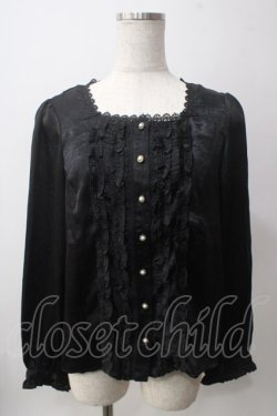 画像1: axes femme NOSTALGIE / スクエアネックフリルブラウス  黒 Y-25-06-12-020-AX-BL-SZ-ZY