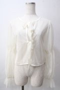 axes femme / パール付きチュールトップス  白 Y-25-06-12-021-AX-TO-SZ-ZY