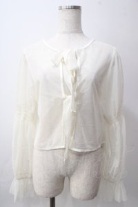 axes femme / パール付きチュールトップス  白 Y-25-06-12-021-AX-TO-SZ-ZI