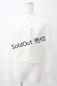 axes femme / パール付きチュールトップス  白 Y-25-06-12-021-AX-TO-SZ-ZI