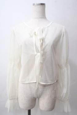 画像1: axes femme / パール付きチュールトップス  白 Y-25-06-12-021-AX-TO-SZ-ZY