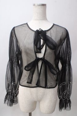 画像1: axes femme / パール付きチュールトップス  黒 Y-25-06-12-022-AX-TO-SZ-ZY