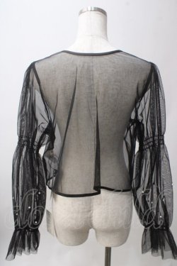 画像2: axes femme / パール付きチュールトップス  黒 Y-25-06-12-022-AX-TO-SZ-ZY