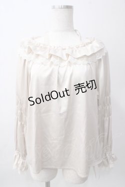 画像1: axes femme / ギャザーデザインサテンブラウス  生成り Y-25-06-12-024-AX-BL-SZ-ZY