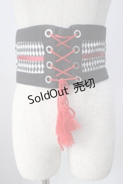 画像1: IRO+IRO / 和洋折衷コーディネートに華を添えるコルセットベルト  黒 Y-25-06-12-004-LO-ZA-SZ-ZY