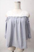 axes femme / 肩開きカットジョーゼットプルオーバー M サックス Y-25-06-12-030-AX-TO-SZ-ZY