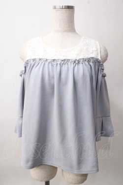 画像1: axes femme / 肩開きカットジョーゼットプルオーバー M サックス Y-25-06-12-030-AX-TO-SZ-ZY