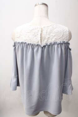 画像2: axes femme / 肩開きカットジョーゼットプルオーバー M サックス Y-25-06-12-030-AX-TO-SZ-ZY
